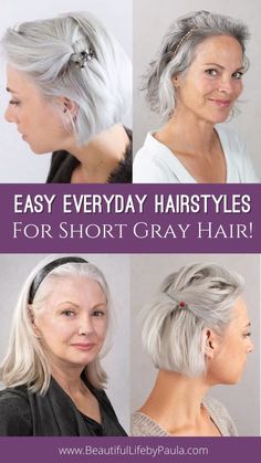 short gray hairstyles Gray Hair Hairstyles, Short Gray Hair, Hair Older Women, Grey Bob Hairstyles, Growing Out Bangs, Gray Hairstyles, Grey Hair Over 50, Short White Hair, Easy Everyday Hairstyles