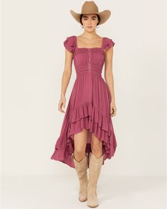 Model is 5' 8 1/2" wearing a size extra small. Shell: 100% nylon ; Embroidery: 100% cotton ; Lining: 100% viscose. V neckline. Dress With Cowboy Boots Wedding Guest, Dresses To Wear With Cowboy Boots, Country Western Dresses, Semi Casual Dresses, Flare Dress Casual, Dresses With Cowboy Boots, Western Dresses For Women, Cowgirl Dresses, Boot Barn