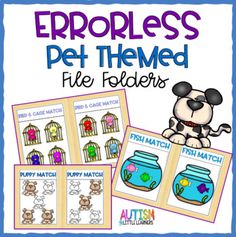 the pet themed file folders are filled with pictures and words to help students learn how to