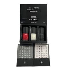 New In Package, Never Been Used - No Flaws. Full Set Limited Edition Kit Featuring 2 Shades Of The Iconic Chanel Nail Colour, A Long-Lasting Top Coat And Decals Depicting Treasured Codes Of The House. Set Includes: Le Vernis Longwear Nail Colour In 101 Insomniaque And 147 Incendiaire Le Gel Coat Longwear Top Coat 2 Sheets Of Nail Decals Original Chanel Beauty Package (White With Black Trim) Made In France Romantic Preppy Aesthetic Academia Retro Y2k Literature Poetry Sherlock Quiet Gothic Dark S Black Chanel Nails, Chanel Vamp Nails, Chanel Nails Polish, Chanel Red Nail Polish, Chanel Rouge Noir Nail Polish, Beauty Package, White With Black Trim, Literature Poetry, Chanel Nails