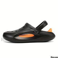 Russoo - Premium Mens Soft Sole Clogs: Stylish Hollow Out Design, Breathable Water Shoes Ideal for Indoor and Outdoor Activities, Ensuring Non-Slip Comfort at Every Event Black Round Toe Slip-ons For Beach, Black Breathable Clogs For Summer, Black Breathable Summer Clogs, Black Clogs For Outdoor Summer Use, Black Summer Clogs For Outdoor, Black Summer Outdoor Clogs, Summer Outdoor Black Clogs, Outdoor Black Closed Toe Slippers, Black Closed Toe Slippers For Outdoor