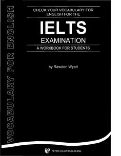 the book cover for ielts examination, which is black with white lettering on it