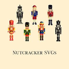 the nutcracker svgs are all in different colors and sizes, including red