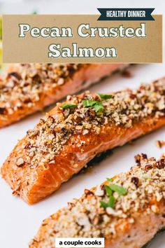 the cover of healthy dinner magazine features salmon and seasoning on it's side