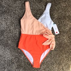 Bought And Never Wore, Perfect For Summer With A Tan Orange Bathing Suit, Blue Bathing Suit, Swimsuit Wrap, Colorblock Swimsuit, Wrap Swimsuit, Halter Bathing Suit, Plus Size One Piece, Floral One Piece Swimsuit, Tan Woman