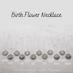 Birth Flower Necklace on a silver pendant with silver chain at Gracie Lou | A Boutique For Littles Birth Flower Necklace, Daily Accessories, Silver Flower Necklace, Birth Month Flower, Month Flowers, Birth Month Flowers, Birth Flower, Birth Month, Birth Flowers