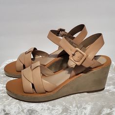 Tan/Cream Color Wedge Style Size 10 New With Nordstrom Tag Silver Wedge Sandals, Strappy Wedge Heels, Tan Wedge Sandals, Orange Wedges, Black Strappy Sandals, Tan Wedges, Cork Wedges Sandals, Wedges Style, Strap Sandals Women