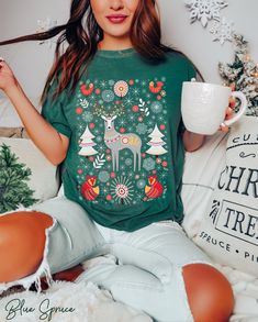 🍄 Scandinavian Christmas design exclusively from PoohBearCo 🍄 Cottagecore woodland aesthetic with deer, foxes, snow & botanicals 🍄 Comfort Colors brand, 100% ringspun cotton 🍄To ensure sizing, refer to size chart in photos and compare measurements to those of a sweatshirt you already own that fits well. 🍄 Non-toxic, eco-friendly, water-based inks safer for you & the environment. This listing is for 1 (one) Scandinavian Christmas oversized tee. ★ Hand-drawn graphic is exclusive to our shop. Woodland Aesthetic, Botanical Tshirt, Norwegian Folk Art, Art Fox, Scandinavian Christmas, Oversized Tee, Comfy Fits, Christmas Design, Christmas Shirt