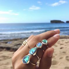 Just can't get enough of this colorful shell. Ready to ship & custom #abalone options are now in the online shop. These are for you @yeahreallystudio. #doradopr #handmade #rings #summerlovepr Bohemian Style Clothing, Bohemian Rhapsody, Sunset Photos