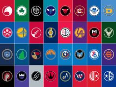 many different logos are shown in the same color and size as well as each other