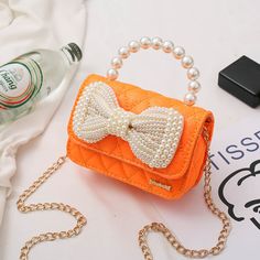 Material: Cotton/Pu Size:15cm*10cm*6cm Small Coin Pouch, Mini Messenger Bag, Pearl Accessories, Girls Handbags, Pearl Bag, Purse Gift, Cross Bag, Orange Bag, Mini Handbags