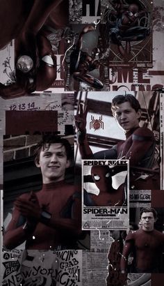 spider - man collage with newspaper pages and photos