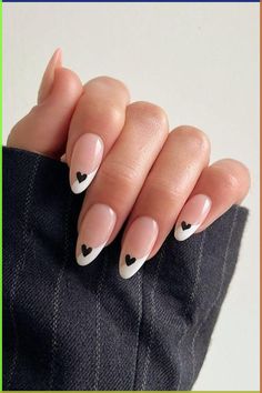 Follow this step-by-step tutorial to achieve the perfect Valentine's Day sweater nail art effect. ❤️💅 #ValentineSweaterNails #WinterNails #NailTutorial #NailDesign #DIYNailDesign #NailInspiration #HolidayNails #NailArtEffect #NailPro #NailArt @nailedbyterry White And Black Gel Nails, Black And White Nails Almond, Paznokcie Hello Kitty, Black And White Nail Designs, Heart Nail Designs, Sweater Nails, Nail Designs Valentines