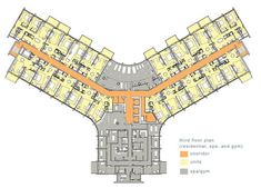 the floor plan for an apartment building with multiple floors and two parking spaces on each level