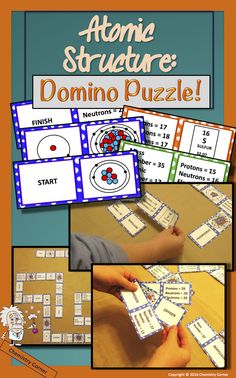 the atomic structure domino puzzle is shown with pictures and instructions to make it look like they are