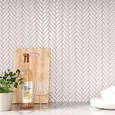 Glossy white peel & stick tile herringbone backsplash Tiles For Kitchen Wall, Kitchen Backsplash Peel And Stick, Backsplash Kitchen White Cabinets, Herringbone Tile Backsplash, Tile Stickers Kitchen, Stick Tile Backsplash, Tiles For Kitchen, Kitchen Walls