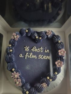 a heart shaped cake with the words'best in a film scene'written on it