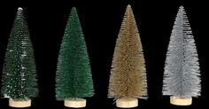 four different types of christmas trees are shown in the same color and size as they appear to be made out of tinsel