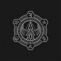 the emblem for an upcoming album, with symbols in white and black on a black background