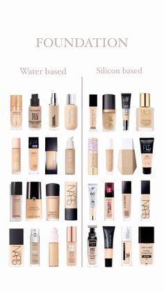 water based and silicon based foundation Water Based Foundation, Safe Makeup, Makeup Order, Makeup Secret, Makeup List, Silicone Makeup, Makeup Help