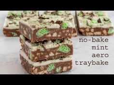 no - bake mint aero trays stacked on top of each other