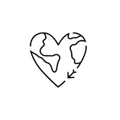 a heart with the earth in it and an arrow pointing up to the left side