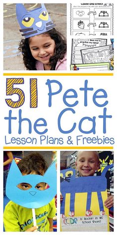 a book cover for pete the cat lesson plans and freebies with pictures of cats