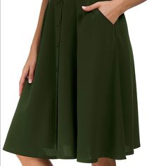 Material:100 % Polyester.Soft Fabric And Comfortable Touch, Not Easily Deformed. Causal Pleated Midi Skirt With Two Pocket On Side,Button Front As A Decoration, Back Elastic Waistband, Unlined. Classical A-Line Solid Color Single Breasted Skirt Knee Length Shows Elegant And Intellectuality. Never Worn Green Is Lighter Than Photo Knee-length Denim Skirt With Button Closure, Knee-length Skirt With Button Closure, Casual A-line Bottoms With Buttons, Knee-length Summer Skirt With Button Closure, Summer Knee-length Skirt With Button Closure, Chic Green Skirt With Button Closure, Elegant Green Bottoms With Button Closure, Solid Color Knee-length Skirt With Button Closure, Knee-length Solid Skirt With Button Closure