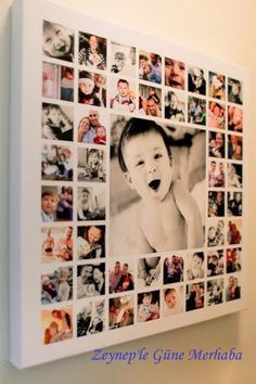 a white wall with many pictures on it