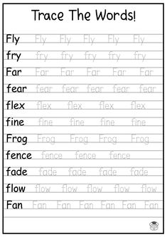 trace the words worksheet for kids to practice their handwriting and writing skills with