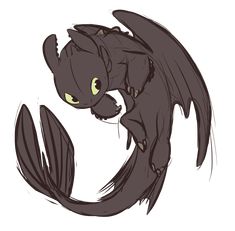 a drawing of a black cat with green eyes and wings on it's back