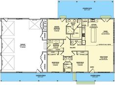 the floor plan for an apartment with two separate rooms and one living room on each side