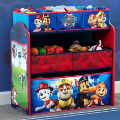 children's toy storage unit with paw patrol design