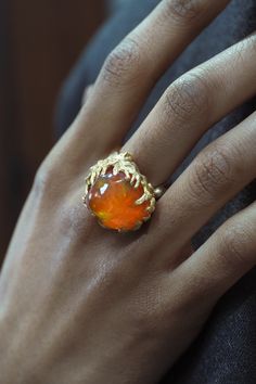 Fire Opal Muse Dream Ring – Anthony Lent Fire Accessories, Fire Crystal, Fire Opal Jewelry, Natural Fire Opal Ring, Orange Fire Opal Ring, Water Jewelry, Anthony Lent, Mexican Fire Opal Jewelry, Mexican Fire Opal Ring