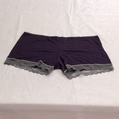 Gap Body Ultra Low Rise Girl Shorts Purple With Gray Lace Large Nwot New Without Tags Measurements Waist 15” Length 9" 89% Modal 11% Spandex Made In Sri Lanka Machine Washable Measurements Are Approximate Comes From A Pet Friendly, Smoke Free Home Purple Brief Bottoms With Lace Trim, Purple Lace Trim Brief Bottoms, Purple Stretch Pajama Shorts, Gap Briefs For Loungewear, Girl Shorts, Lingerie Outfits, Beautiful Life, Purple Grey, Soul Food