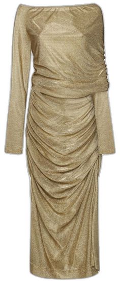 Elegant Gold Ruched Midi Dress, Chic Gold Draped Dress, Chic Draped Gold Dress, Elegant Gold Draped Dress, Elegant Draped Gold Dress, Gold Ruched Mini Dress For Formal Occasions, Luxury Women Fashion, Pencil Dress, Designer Brands