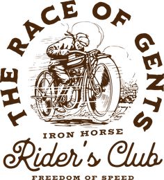 the race of gentlemen iron horse rider's club logo with a man on a motorcycle