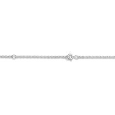 A brilliant round diamond accent embellishes a stylish, high-polish lower case letter of your choice in this vibrant women's initial bracelet. Fashioned in 14K white gold, the 7.25-inch cable chain secures in place with a lobster clasp. Silver Diamond Name Bracelet For Anniversary, Classic White Gold Bracelet With Rolo Chain, Classic White Gold Bracelets With Rolo Chain, Anniversary White Gold Diamond Bracelet With Polished Finish, Classic White Gold Rolo Chain Bracelet, White Gold Sterling Silver Bracelet With Rolo Chain, Classic White Gold Diamond Bracelet With Polished Finish, White Gold Round Rolo Chain Bracelet, White Gold Rolo Chain Bracelet