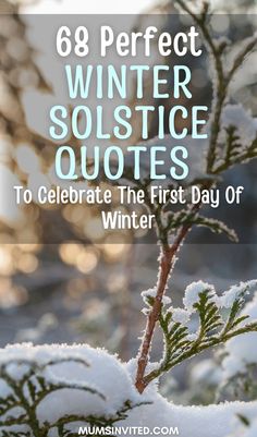 the words winter solstice quotes to celebrate the first day of winter with snow on top