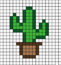 a cross stitch pattern with a green cactus on it