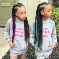 Colored Braids For Kids, Box Braids For Girls Kids, Girls Box Braids Black Kids, Colorful Braids For Kids, Kids Braids With Color Hair, Pink Braids For Kids, Kids Fulani Braids