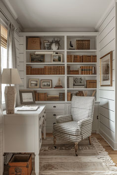 home office, work from home office, small home office, home office decor Desk At Top Of Stairs, Small Office Study Room Ideas, Coastal Office Aesthetic, Secret Home Ideas, Home Office With Lots Of Storage, Home Office Country Style, Tiny Office Nook, Home Office Facing Window, Tiny Study Room Ideas