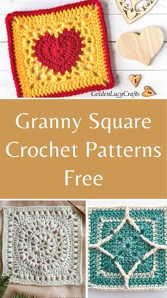 granny square crochet patterns with text overlay