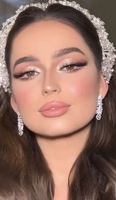 Makeup For White Dress, Qawali Night, Glam Bride Makeup, Prom Makeup For Brown Eyes, Quinceanera Makeup, Classy Makeup, Wedding Eye Makeup, Glam Wedding Makeup, Wedding Makeup For Brown Eyes