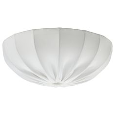 a white ceiling light with pleated fabric on the top and bottom part of it