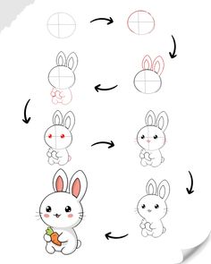 how to draw cartoon rabbits for kids step by step