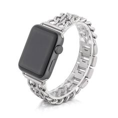 Apple Watch Series 5 4 3 2 Band, Double Chain link Bracelet Stainless Steel Metal iWatch Strap, 38mm, 40mm, 42mm, 44mm – www.Nuroco.com Metal Chain Link Apple Watch Band, Modern Watch Bands With Bracelet Strap And Chain Link, Modern Chain Link Apple Watch Band, Modern Metal Watch Chain Accessory, Modern Metal Chain Link Watch Bands, Modern Metal Watch Chain, Modern Stainless Steel Chain Link Watch Bands, Metal Chain Link Watch Accessories, Modern Adjustable Chain Watch Band