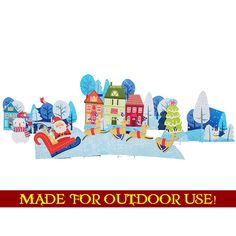 CHRISTMAS VILLAGE Set of Plastic Outside Standups Standees Christmas Village Scene, Christmas Village Sets, Outdoor Christmas Decor, Cardboard Cutouts, Santa Sleigh, Yard Sign, Christmas Is Coming, Yard Signs, Christmas Village