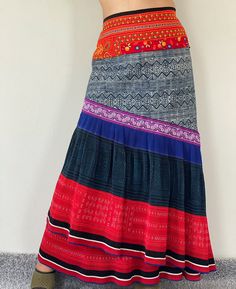 "Maxi Hmong elastic waist Skirt,Thailand Hmong Hill Tribe Maxi Skirt,Amazing Hilltribe skirts , made by Hilltribe fabric Maxi Hmong elastic waist Skirt, 100% cotton and Hilltribe Fabric Measurements - W 30--36\" - Hip 38\" - Total Length : 41\" ❤️ PAYMENT We accept payments via PayPal only. ❤️❤️ Delivery Time : USA only 2business days Canada: 2- 3 business days France: 2- 3 business days Germany 2- 3 business days North America: 2- 3 business days Europe: 2- 3 business days Australia, New Zealan Traditional Multicolor Flared Skirt, Traditional Multicolor Flowy Maxi Skirt, Traditional Multicolor Flowy Skirt, Multicolor Skirt With Traditional Patterns, Bohemian Multicolor Embroidered Skirt, Traditional Lined Maxi Skirt For Festivals, Traditional Embroidered Flowy Skirt, Folk Style Long Lined Skirt, Traditional Pattern Long Skirt For Festival