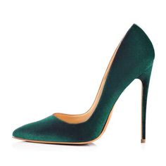 Retro Green Pointed Toe Pumps Classic Satin Stilettos – Onlymaker Confident Boost, Green Court, Stunning Heels, Fall Heels, Green Pumps, Womens Active Wear Outfits, Green Heels, Slip On Pumps, Party Heels